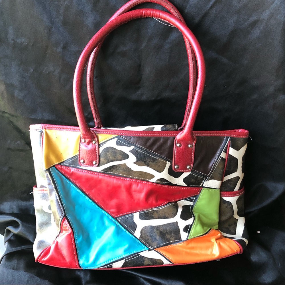 Giraffe Print Multi Colored Diaper Bag